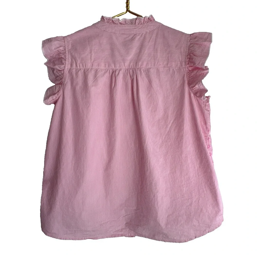 Pink Floral Top Sleeveless Embroidered Cotton St Johns Bay Blouse Womens L  Boho